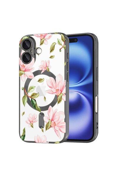 bestcase Husa Luxury MagSafe, Compatibila Apple iPhone 16, Flori pastel ‚Äì d...