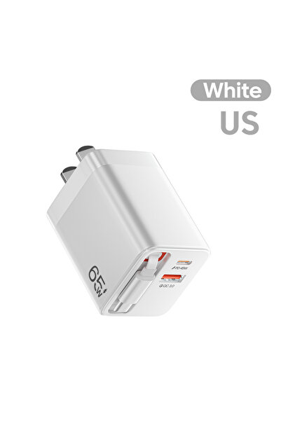 Choice1 US 65W Fast Charger With Retractable USB C Cable 2 Ports USB Type C C...