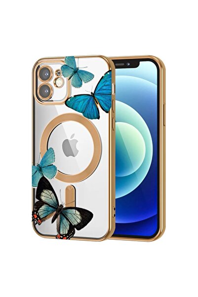 bestcase Husa Luxury MagSafe, Compatibila Apple iPhone 11, Fluturi albastri, ...