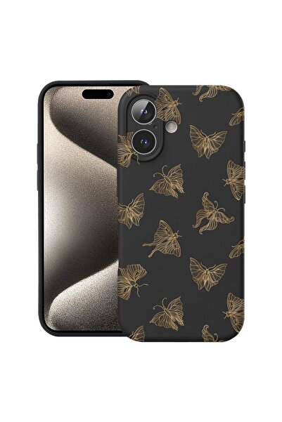 bestcase Husă pentru Apple iPhone 17 cu Design Fluture Auriu, Silicon Premium...