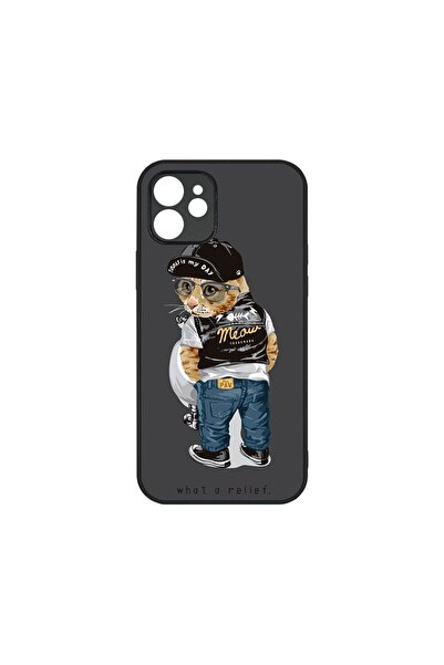 bestcase Λεπτή Γυάλινη Θήκη, Συμβατή με Apple iPhone 12, Cool Cat, Χρώματα HD...