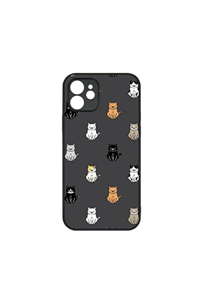 bestcase Husa Slim Glassy, Συμβατή με Apple iPhone 12, Σχέδιο γάτας, Χρώματα ...