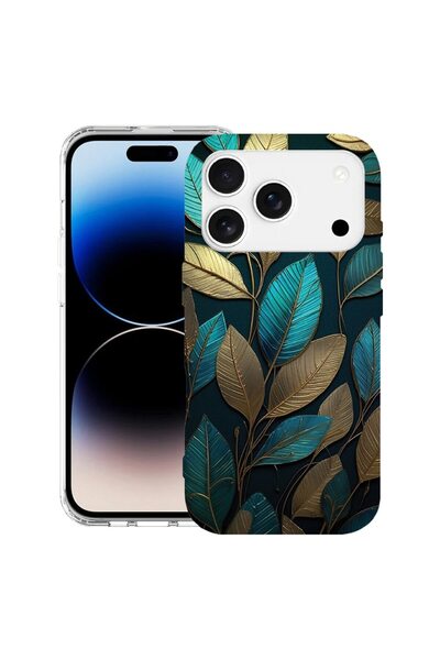 bestcase Husă pentru Apple iPhone 17 Pro cu Design Pene Aurii, TPU Anti-Șoc, ...