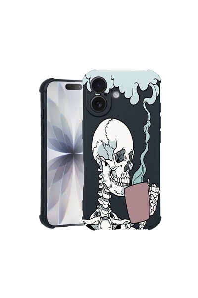 bestcase Husa TPU Pro Shock Compatibila cu Apple iPhone 16, cu Design Skull, ...
