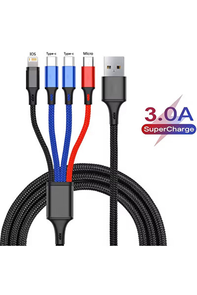choice2 USB-A to Multi 2Type c NNBILI 4-In-1 USB Cable 3A Type C Usb Micro Fo...