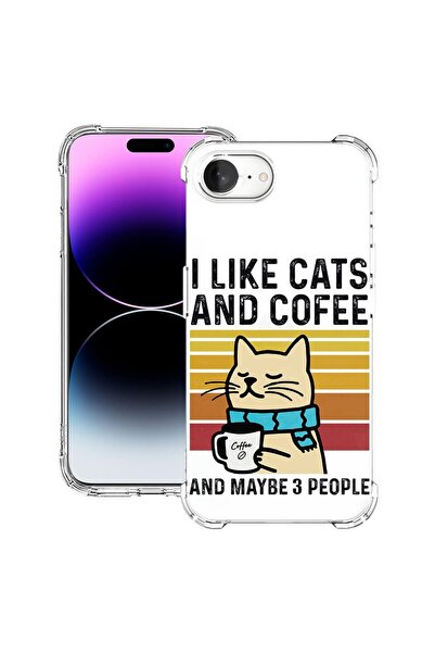 bestcase Husă pentru Apple iPhone 16e, Antișoc 1.5MM, Pisici și Cafea, Protec...
