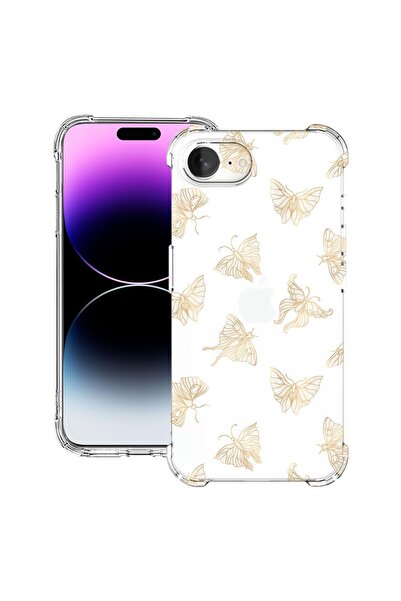 bestcase Husă pentru Apple iPhone 16e, Antișoc 1.5MM, Fluture Auriu, Protecți...