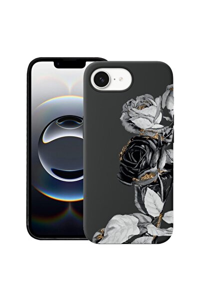 bestcase Калъф за Apple iPhone 16e, Премиум тънък силиконов 1.2ММ, Черен розо...