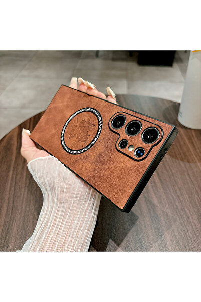 Choice4 Galaxy S26 Ultra Brown Magnetic Leather Case for S26 Ultra S26 Plus S...