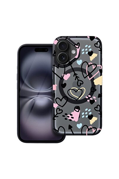 bestcase Θήκη συμβατή με Apple iPhone 16 με σχέδιο με σύμβολα αγάπης, Αντικρα...