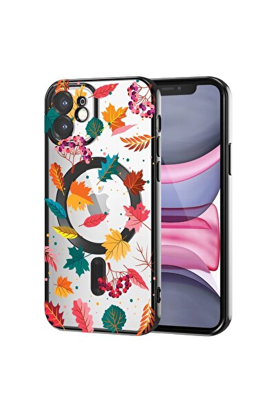 bestcase Husa Luxury MagSafe, Compatibila Apple iPhone 11, Frunze de toamna ‚...