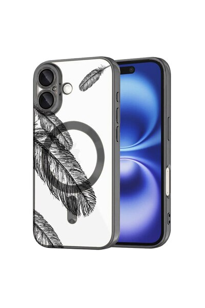 bestcase Πολυτελής Θήκη MagSafe, Συμβατή με Apple iPhone 16 Plus, Μαύρα Φτερά...
