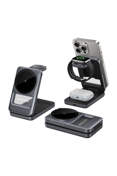 Choice1 GRAY 3 in 1 Wireless Charger Stand for iPhone 17 16 15 14 13, Watch &...