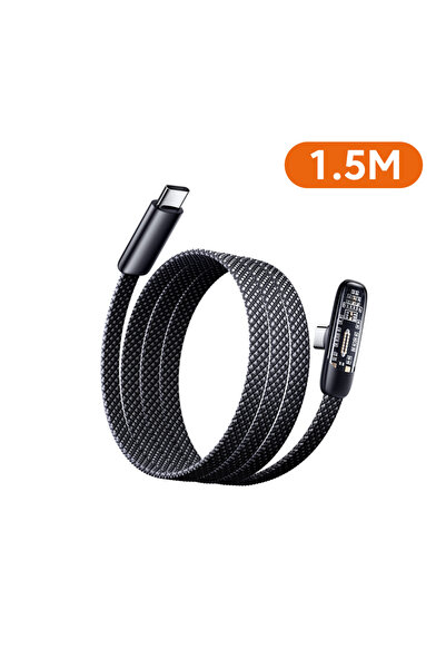 Choice1 كابل شحن سريع USB C بطول 1.5 متر، بقوة 60 واط، بزاوية 90 درجة، مسطح و...