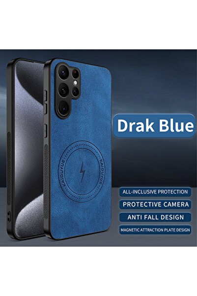 Choice Galaxy S25 FE Blue Magsafe Magnetic Luxury Solid Color Leather Lightni...