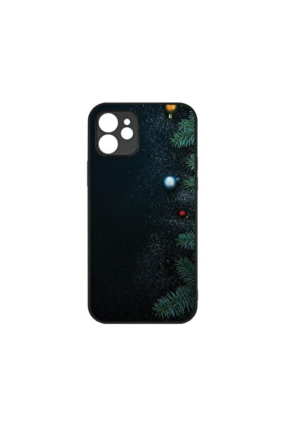 bestcase Тънък стъклен калъф, съвместим с Apple iPhone 12, Коледна шишарка, H...