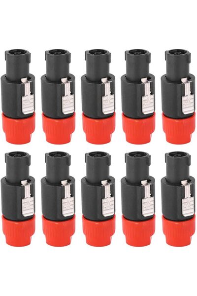 choice2 Red 10pcs 4-Pole 4Pin NL4FC Connector Ohm Plug Speaker Audio Cable Pl...