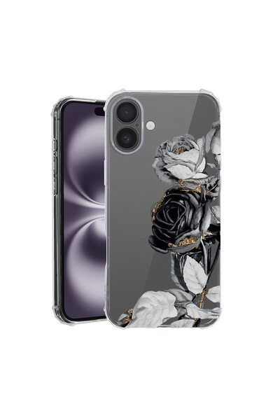 bestcase Husă pentru Apple iPhone 17 cu Design Black Rose, Antișoc, Colțuri î...
