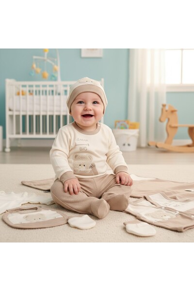 MİLAYS LİFE HOME COLLECTİON مجموعة ملابس أطفال من 0-3 أشهر مكونة من 10 قطع مط...