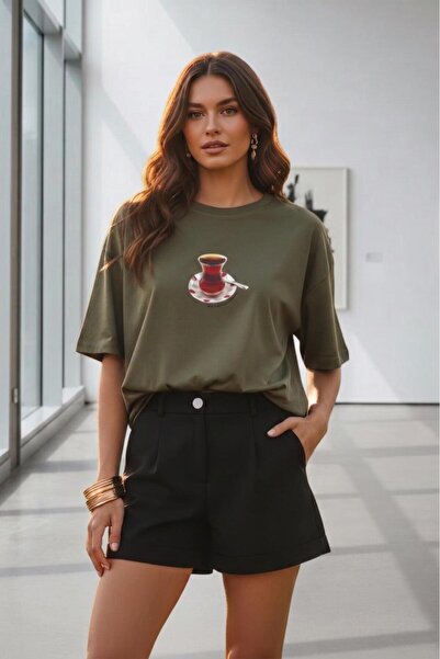 NO 601 Γυναικείο μπλουζάκι με στάμπα  "Χακί Πράσινο Τσάι είναι ο κύριος χαρακ...