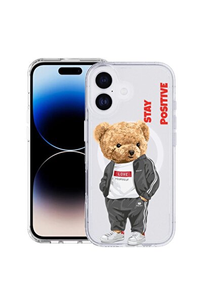bestcase Husă pentru Apple iPhone 17 cu Design Stay Positive - Ursuleț de plu...