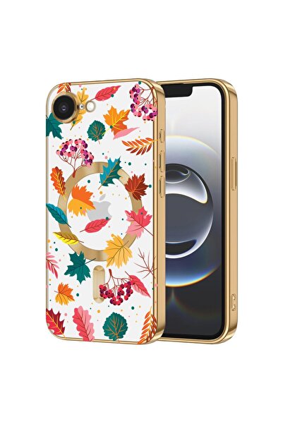bestcase Husa Luxury MagSafe, Compatibila Apple iPhone 16e, Frunze de toamna ...
