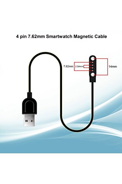 Choice 4P762 1pcs 4 Pin 7.62mm Universal Magnetic USB Smart Watch Charger Cab...
