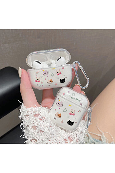 Choice8 غطاء سماعات أيربودز 3 بتصميم قطة لطيفة باللون الرمادي الداكن، مناسب ل...