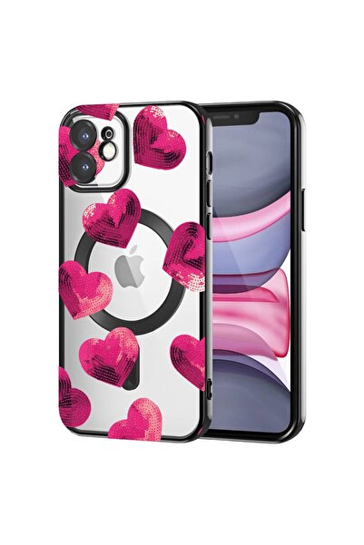 bestcase Πολυτελής Θήκη MagSafe, Συμβατή με Apple iPhone 12, Καρδιές Μπορντό,...