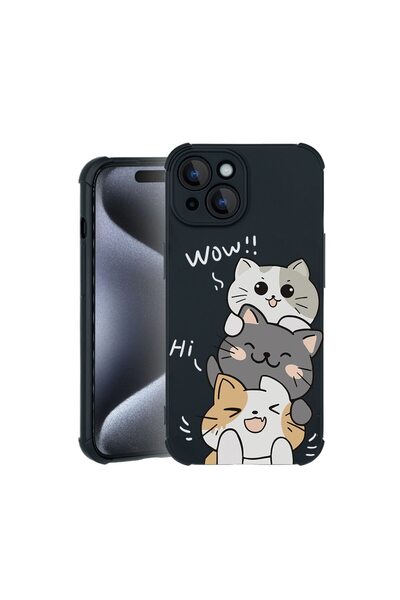 bestcase TPU Pro Shock Case Compatible with Apple iPhone 15, with Cat Wow Des...