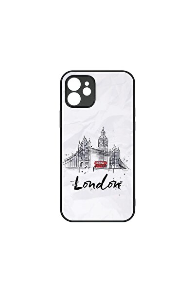 bestcase Λεπτή Γυάλινη Θήκη, Συμβατή με Apple iPhone 12, Λονδίνο, Χρώματα HD,...