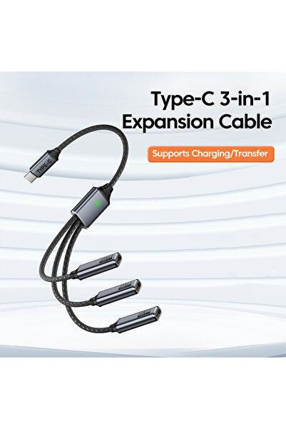 Choice1 كابل توسعة USB نوع C 3 في 1، موزع متعدد المنافذ، شاحن هاتف، محول طاقة