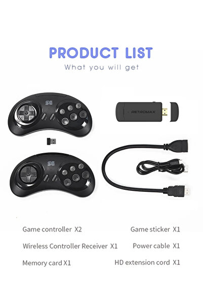 Choice وحدة تحكم ألعاب فيديو لاسلكية سوداء 16 بت بتصميم قديم متوافقة مع سيجا ...