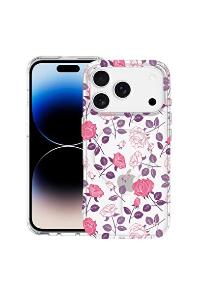 bestcase Θήκη για Apple iPhone 17 Pro με σχέδιο τριαντάφυλλο, MagSafe Αντικρα...