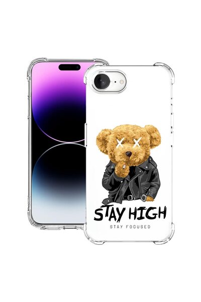 bestcase Калъф за Apple iPhone 16e, Удароустойчив 1.5ММ, Дизайн  "Stay High T...