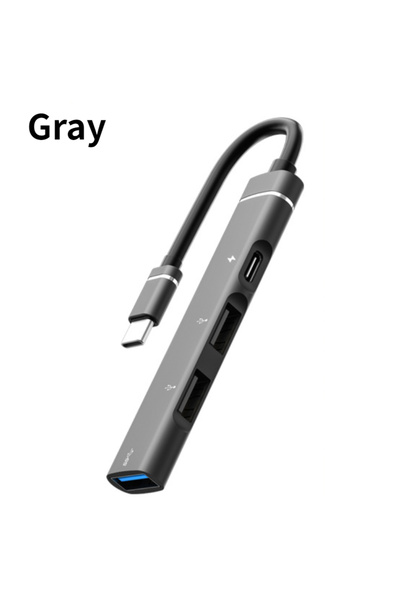 Choice1 موزع USB رمادي 4 في 1 من نوع C مع شحن PD ومحول OTG ونقل البيانات ومحط...