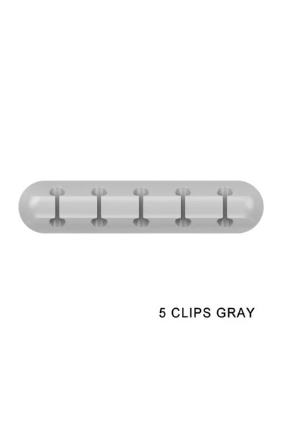Choice1 5 Clips Grey Silicone USB Cable Clip Winder Organizer Round Charger C...