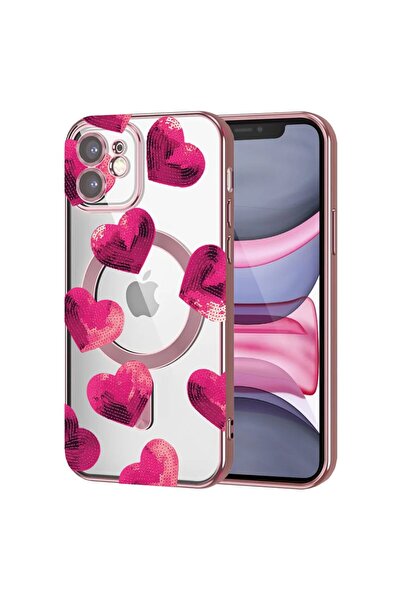 bestcase Husa Luxury MagSafe, Compatibilă cu Apple iPhone 11, Model cu inimio...