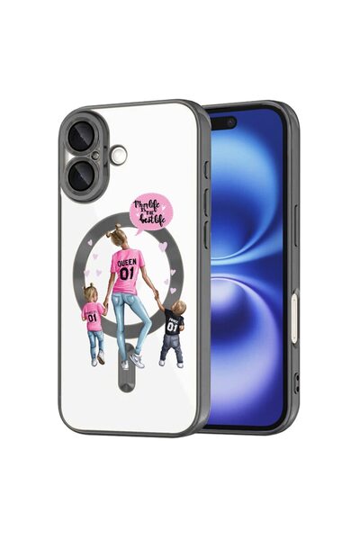 bestcase Husa Luxury MagSafe, Compatibila Apple iPhone 16 Plus, Mama cu doi c...
