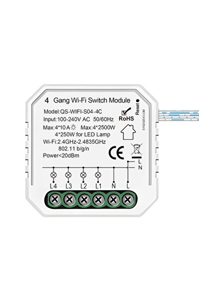 Choice QS-WiFi-S10-4C Tuya 16A WiFi 1/2/3/4 Gang Mini Smart Switch Module Sma...