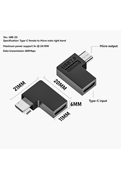 Choice3 محول USB من النوع C أنثى إلى مايكرو USB ذكر بزاوية 90/180 درجة، موصل ...