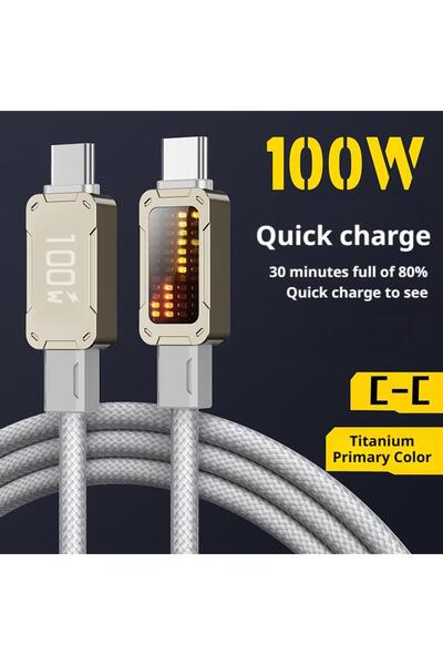 Choice1 كابل جديد من النوع C إلى C بقوة 100 واط مع شاشة LED رقمية للشحن فائق ...
