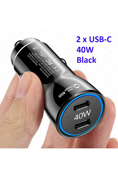 choice2 شاحن سيارة ذكي MZX 60 واط أسود بمنفذين 2C بقوة 40 واط، شحن سريع PD Ty...