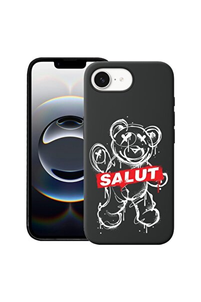 bestcase Калъф за Apple iPhone 16e, Премиум тънък силиконов 1.2ММ, Мече с пок...