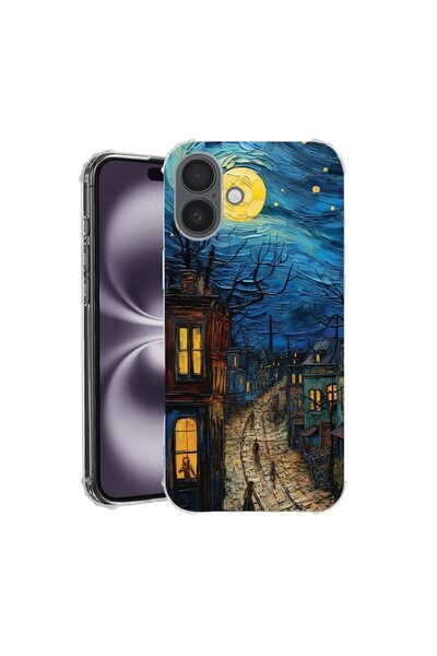 bestcase Husa pentru Apple iPhone 16, Anti Shock 1.5MM, Van Gogh City Life, R...