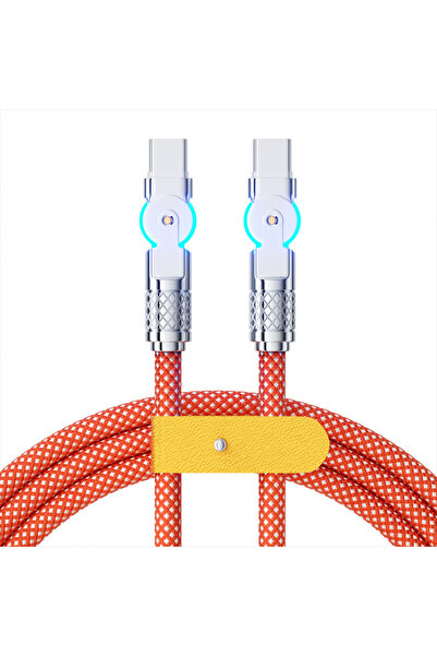 Choice5 كابل شحن وبيانات USB-C إلى C بطول 2 متر، برتقالي اللون، شحن فائق السر...