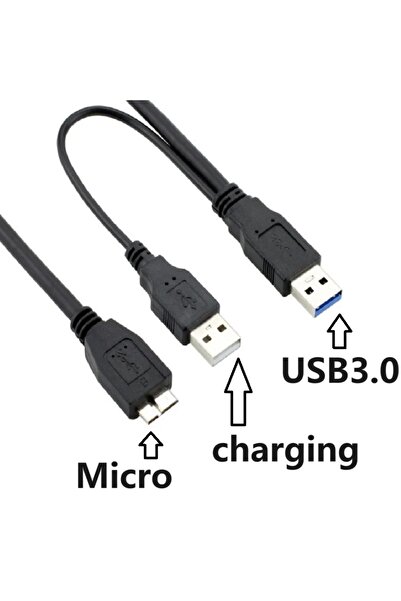 Choice 0.5m black 0.5m 1m USB 3.0 To Micro Y Cable with Extra usb Power cable...