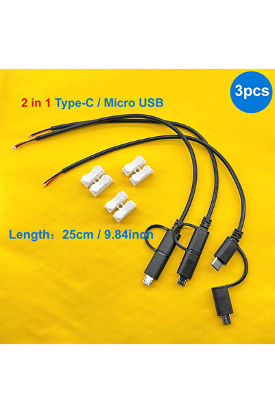 choice2 2 in 1 3-pcs USB C Type C 2 Pin Bare Wire Open End Power Cord, 2 Pin ...
