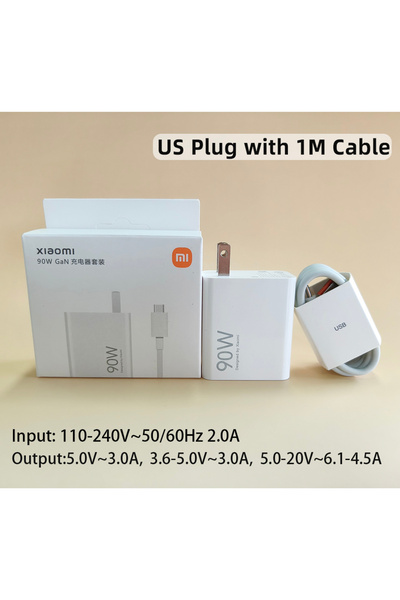 Choice1 XIAOMI US Plug Add 1M 90W Charger Original Mi Turbo Fast Charging Ada...