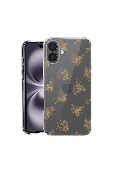 bestcase Θήκη για Apple iPhone 16, Αντικραδασμική 1.5MM, Χρυσή Πεταλούδα, Αντ...